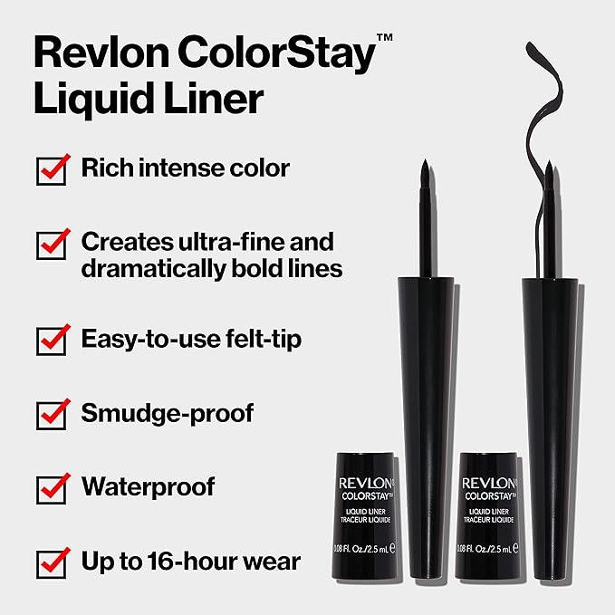 Revlon ColorStay Liquid Eyeliner, Waterproof, Smudgeproof, Longwear Intense Eye Makeup with Fine Tip, Ophthalmologist Tested, Black Brown (252)
