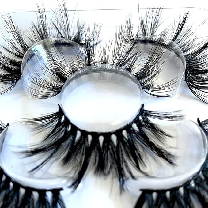 Sunniess False Eyelashes 8D Faux Mink Lashes 100% Handmade Reusable Natural Look Fake Eye lashes Cat-Eye Fluffy Wispy Lashes Dramatic Long Thick Volume Soft Lashes Packs