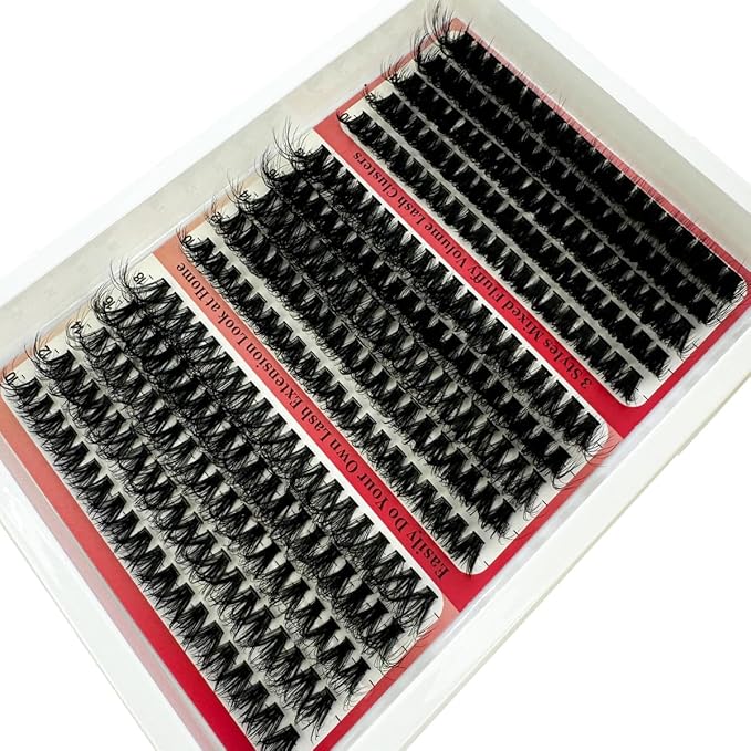 HBZGTLAD Fluffy Cluster Lashes 40D60D80D100D120D Natural Thick Eyelash Clusters D Curl Individual Lashes DIY Eyelashes Extension (300pcs 40+60+80D)