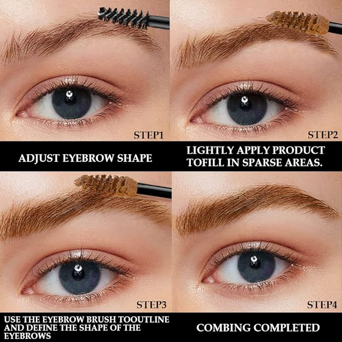 Tinted Thickening Brow Mascara,Brow Fast Sculpt,Waterproof, Transfer-proof, Brush to Fill in Eyebrows and Cover Gray Hairs - Cruelty Free - Light Medium Brown (2pcs 03 Auburn)