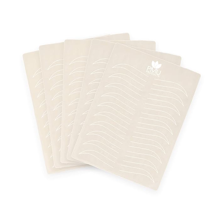 Microblading Practice Skin – 5 Sheets – European Shaped Eyebrow Designs for Cosmetic Tattooing