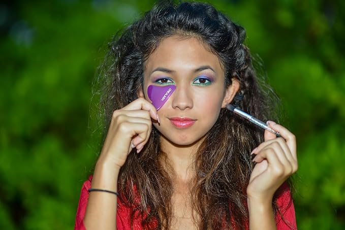 Original CreaLash Eye Shadow & Mascara Applicator - Upper & Lower Eyelash Tool for Applying Makeup - Helps Shield Face, Skin From Smears - 1 Reusable Purple Stencil, 6 Disposable Gray