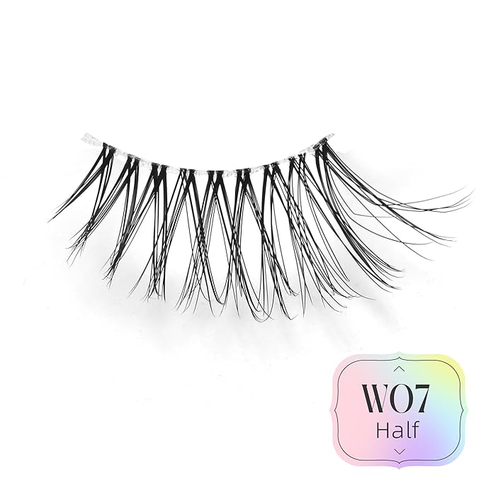 Wispy Half Lashes - Natural Corner Lashes 3/4 False Eyelashes Clear Band W07