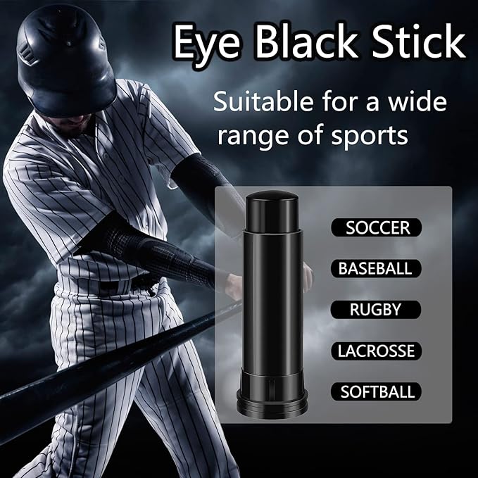 Eye Stick (Black) for Sports, Easy to Color Black Face Makeup Eye Stick Football/Baseball/Softball/Lacrosse Cosplay Makeup Accessories (3 Pcs)