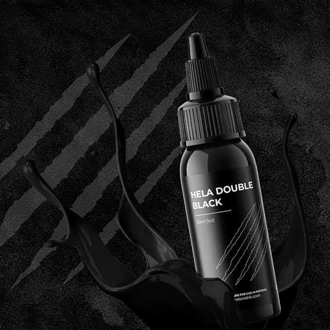 Black Tattoo Ink 30ml Monsters Ink Hela a Dynamic Double Black Tattoo Ink for Solid Blackwork and Fill-in, Black Ink Tattoo (Hela Black, 1oz)
