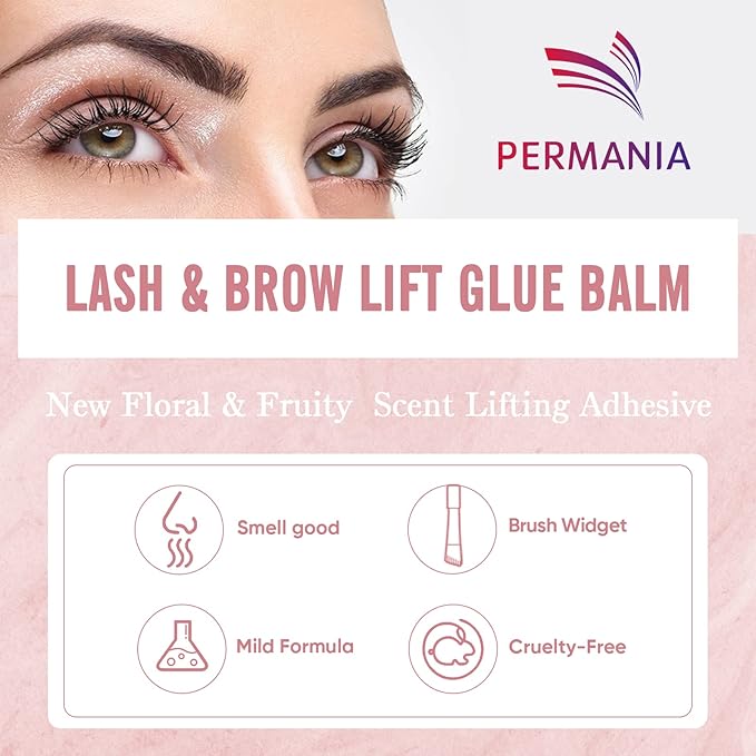 PERMANIA Lash Lift Balm Glue, New Eyelash Lifting Adhesive,0.35oz/10g Lash Lift Glue Strong Viscosity and Water Solubility for Lash Perm Kit (Rose)