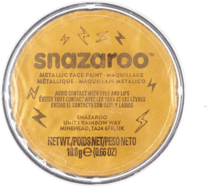 Snazaroo Metallic Face and Body Paint, 18.8g (0.66-oz) Pot, Gold