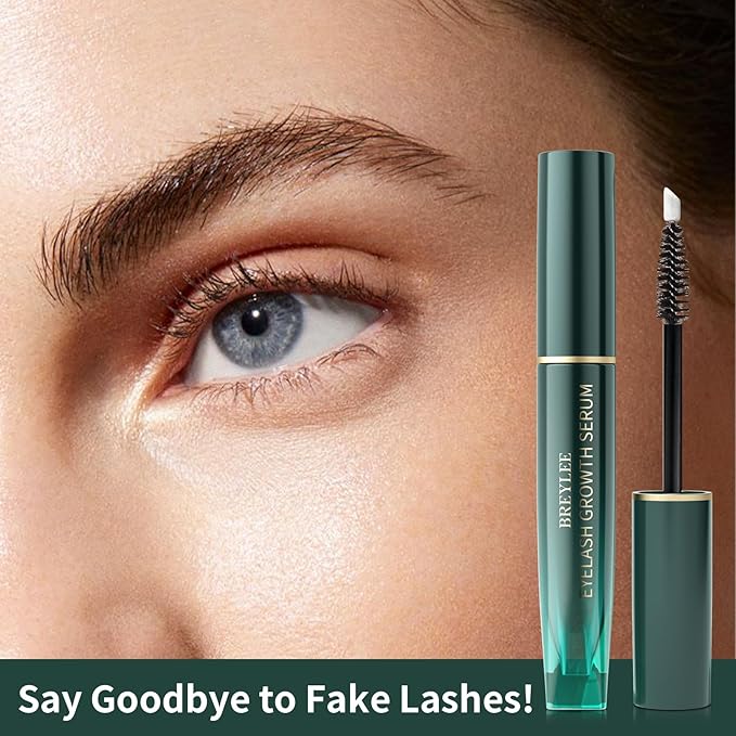 Rapid Eyelash Growth Serum, BREYLEE Lash Serum for Eyelash Growth, Eyebrow Growth Serum, Boosting Thickness, Stronger, Healthier Lashes & Brows, Vegan & Cruelty-Free, Hypoallergenic, Dual Brushes