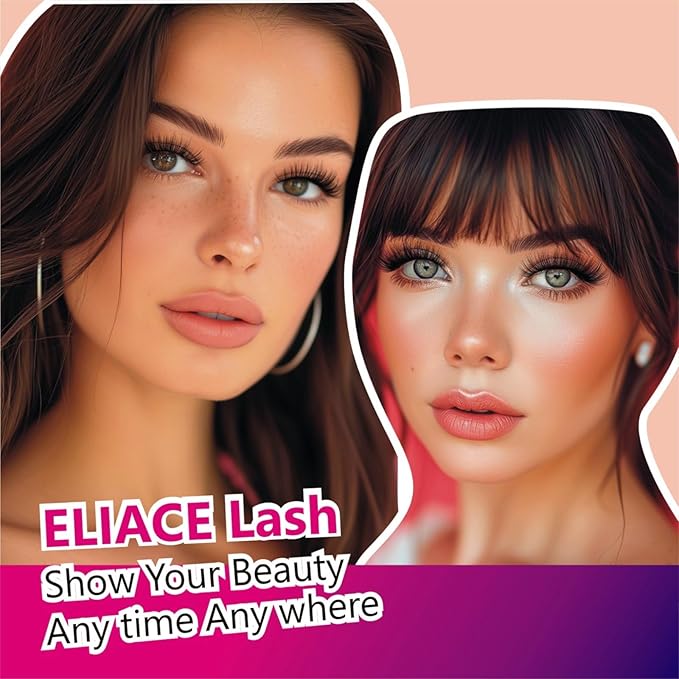 Eliace False Eyelashes Natural look Cat Eye Lashes Wispy Strips,3D Mink Lashes Fake Eyelashes Volume Fluffy Thin Soft Band Comfortable Long Thick Dramatic Cross Eyelash Reusable,15 Pairs, Lexie Style
