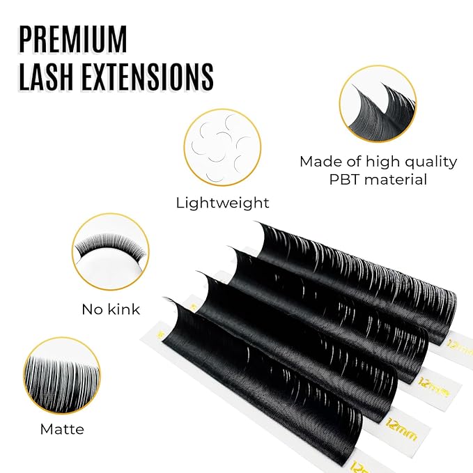 Individual Lashes Semi Permanent Mink Lashes by STACY LASH | Volume & Classic Lash Extensions | C Curl Eye Lashes | Eyelash Extension Supplies for Lash Tech | 16-Rows Lash Tray | C-0.05-14mm