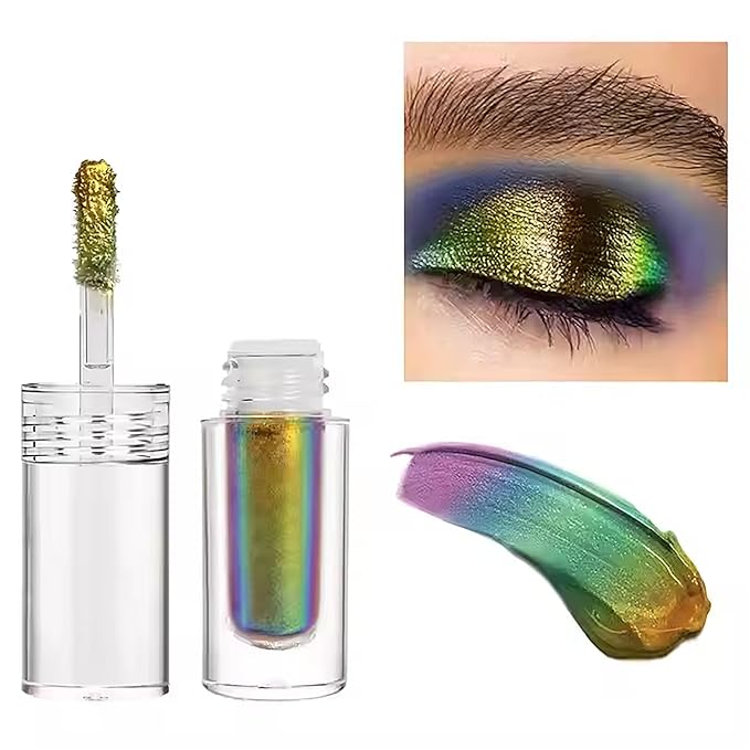 R.Y.M Liquid Eyeshadow Glitter Eye Makeup Shimmer Waterproof Long Lasting Glitter Mascara Chameleon Eyeshadow for Party Festival Eye Makeup (2#, 0.06 Ounce (Pack of 1))