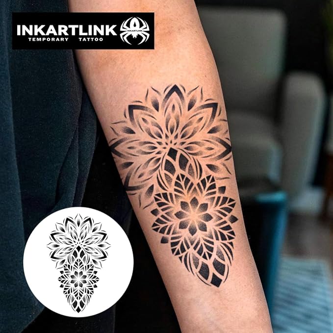 Tattoo Tech, 2 Sheets Extra Large Semi Permanent Tattoo, Temporary Tattoos, Last 1-2 Weeks, Waterproof, Realistic Look, No Adhesive, (henna)318