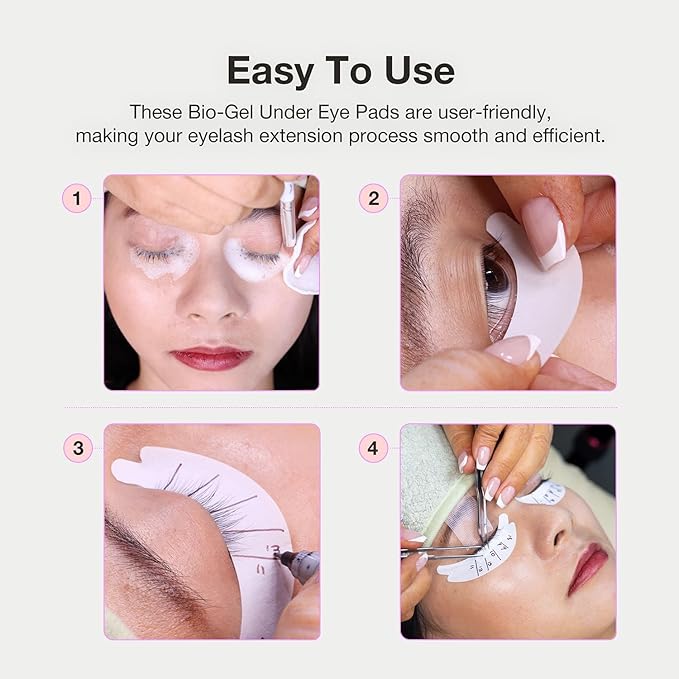 Curacoro Biogel Eye Pads for Lash Extensions, Soft Sticky Under Eye Patches for Sensitive Skin, Eyelash Perm Lamination, Lash Extension Remover Supplies (10 Pairs)