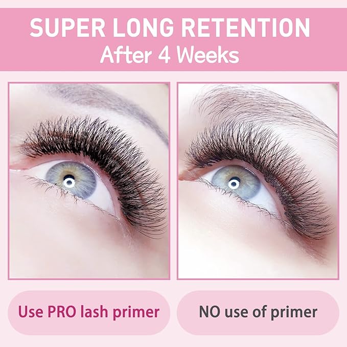 Lash Primer for Eyelash Extensions, 15ML Eyelash Primer, Lash Extension Primer Pre-Treatment Protein Clean Natural Lashes Increase Glue Bonding Retention Special Dropper (Clear, 15ml)