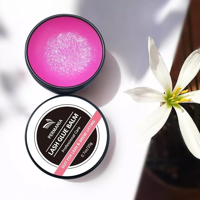 PERMANIA Lash Lift Glue Balm, Lash Lift Adhesive New Brow Lamination Glue Soft Fruity Strong Viscosity and Water Solubility for Lash Lift Kit (Rose Peach)