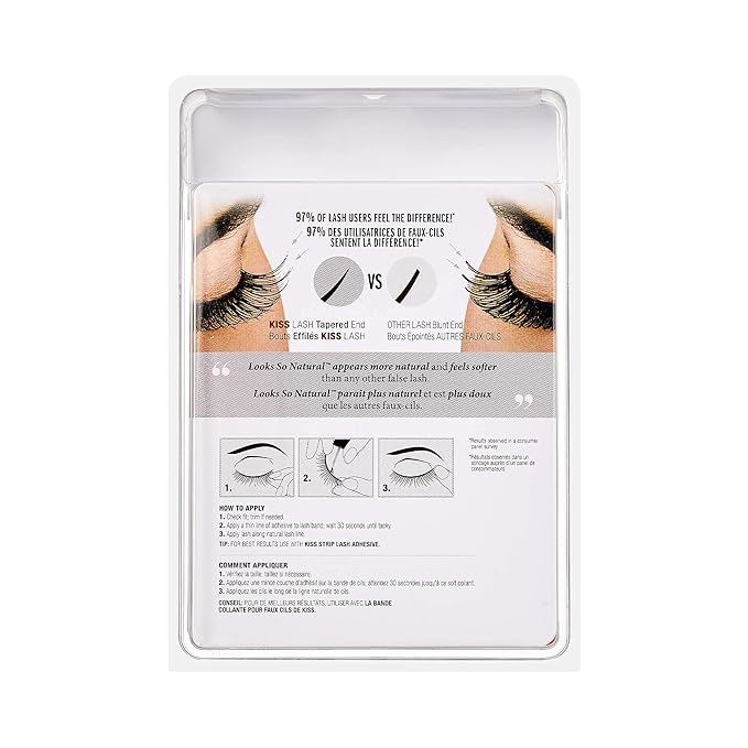 KISS Looks So Natural False Eyelashes Multipack, Lightweight & Comfortable, Tapered End Technology, Reusable, Cruelty-Free, Contact Lens Friendly, Style 'Poise', 5 Pairs Fake Eyelashes