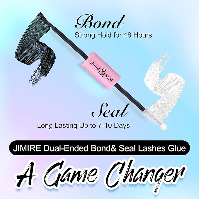 JIMIRE Bond and Seal Lash Glue for Lash Clusters DIY Eyelash Clusters Strong Hold Eyelash Adhesive 10ml 2 in 1 Waterproof Lash Glue for DIY Eyelash Extensions at Home