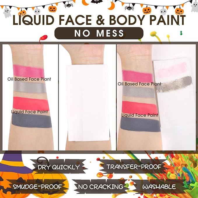 BOBISUKA Grey Face Body Paint Liquid Texture Washable Non Toxic Facepaint Fast Drying Foundation Makeup for Halloween Corpse Bride Zoombie Cosplay SFX Costume Party Large Capacity(130ml)