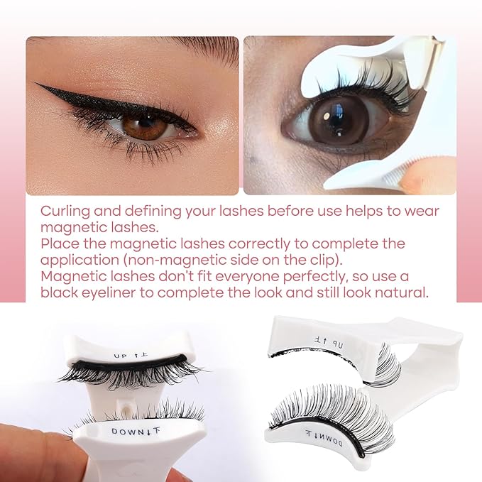 Magnetic Eyelashes, 2 Pairs 2 Style Reusable Magnetic Lashes without Eyeliner, No Glue Needed Natural False Eyelashes Durable Wispy lashes with Applicator By FADVAN (K1+K2)