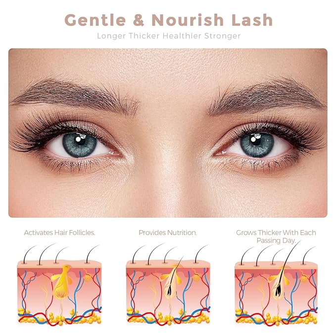 Eyelash Growth Serum, Nutrient Formula Lash Serum Growths Fuller & Longer Looking, Clear Eyebrow Growth Serums With Mascara Tube Natural Formula Vegan & Cruelty-Free