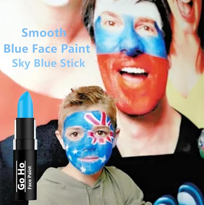 Go Ho Makeup Sky Blue Cream-Blendable Stick - Body Paint Professional SFX Makeup,Safe Facepaint Nose&Lip Smacking for Halloween(Sky Blue)
