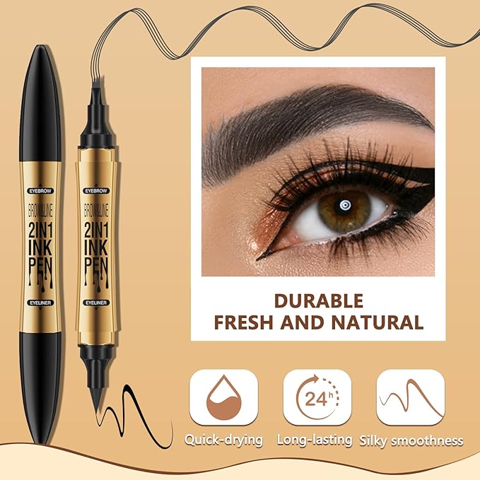 1 Pcs Microblading Eyebrow Pencil 2-in-1 Dual-ended Eyebrow Pen 4-Prong Micro-Fork Tip Applicator & Precision Brush Tip Brow Pencil Waterproof Stay on All-day Makeup for Natural Eyebrow, Grey