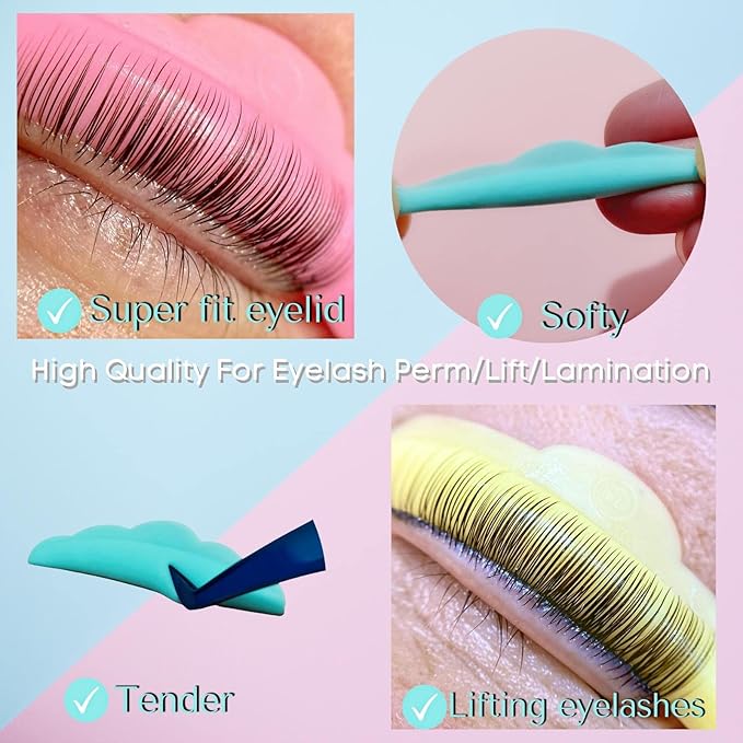 Lash Lift Pads,DIY Eyelash Lift Pads,Eyealsh Perm Rods,Lash Lifting at Home 10 Pcs Eyelash Curler Pads 5 Size SMM1M2L Reusable Soft Silicone Shields (Colorful-Lift Pads(5pair))