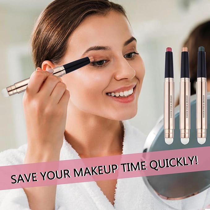 White Eyeshadow Stick Eyeliner Makeup Cream Shimmer Smooth Glitter Eyeshadow Pencil Base Primer Hypoallergenic Waterproof Long Lasting Eye Shadow Highlighter Stick Multi-Dimensional Eyes Look 01