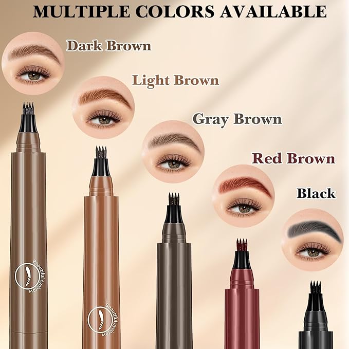 Magic Eyebrow Pencil,2024 New 3D Waterproof Microblading Eyebrow Pencil Contouring Pen,4 Tipped Precise Brow Pen,Fine Stroke Microblading Eyebrow Pencil Natural Makeup Effec((5 Color)