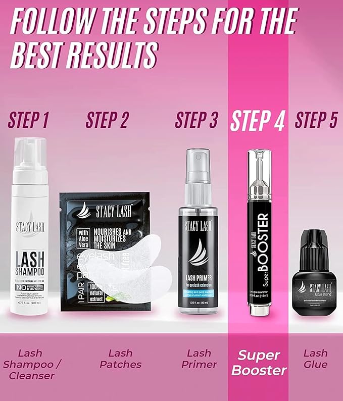 Stacy Lash Super Booster for Eyelash Extensions / 0.50fl. oz. / 15ml / Eyelash Primer/Accelerated Lash Bond/Lash Extension Glue Activator/Professional Use/Lash Tech Supplies/for Low Humidity