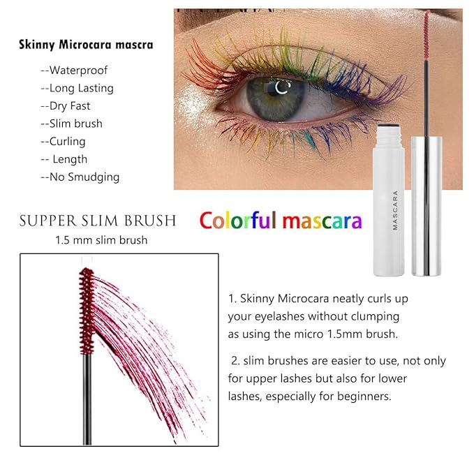 GL-Turelifes Yellow Mascara Colorful Fiber Charming Longlasting Mascara, Thick & Long Eyelash Waterproof and Smudge-proof Eyes Makeup (Yellow)
