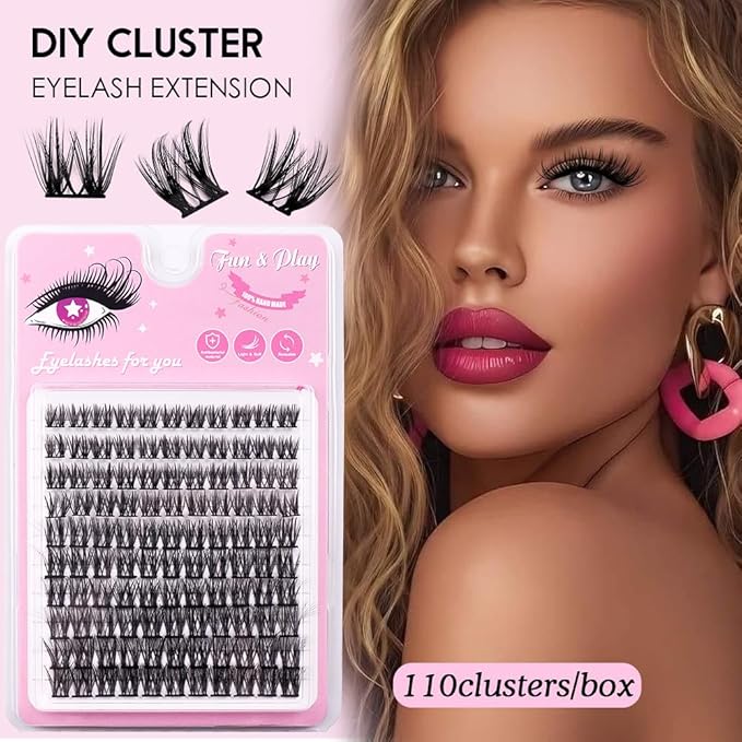 Eyelash Clusters -Wispy Lash Clusters, Individual Lashes, Mixed Lash Clusters, False Eyelash Extensions, DIY Lash Extension for Self Application (FD10-4 C-Curl 0.05D 70D 110PCS 10-14mm Mix)
