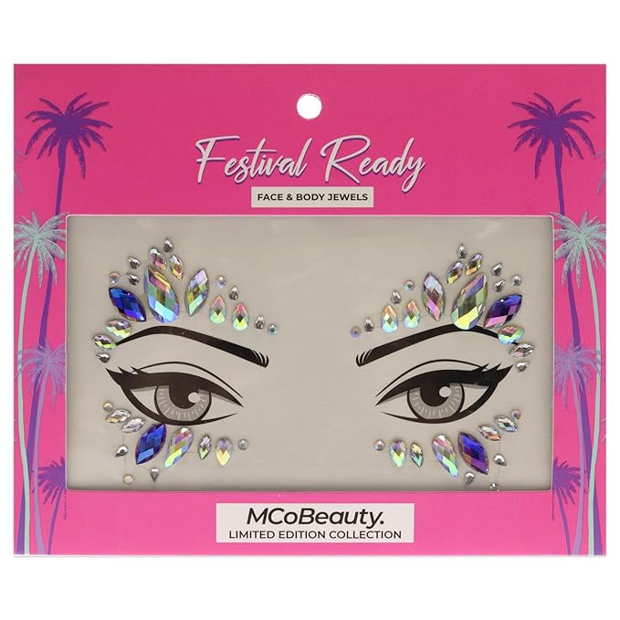 MCoBeauty Festival Ready Face And Body Jewels - Glitz And Glam - Ultimate Beauty Accessory - Light Reflecting Jewels Create A Truly Unique Look - Cruelty Free - Self Adhesive - Wings - 1 Pc