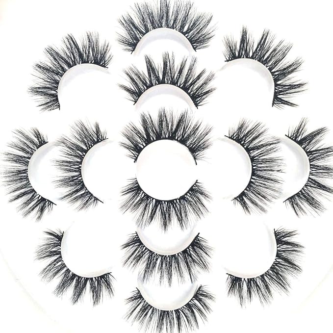 Sunniess 5D Volume False Eyelashes Faux Mink Soft Lashes Makeup Long Cross Handmade Reusable Fake Eyelashes