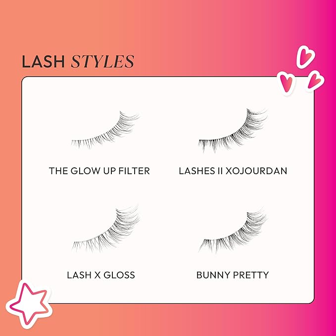 KISS Filter Lashes, AI-Inspired Cat Eye False Eyelashes, Medium Length (10-12mm), Wispy 3D Volume, Natural Look, 1 Pair with Lash Glue, The Glow Up Filter