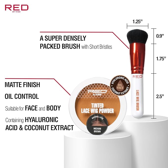 KISS NEW YORK Lace Wig Brush Tinted Powder Set – Matte Finish, Oil Control, Lightweight, Long-lasting, Mix & Match Shade Duo