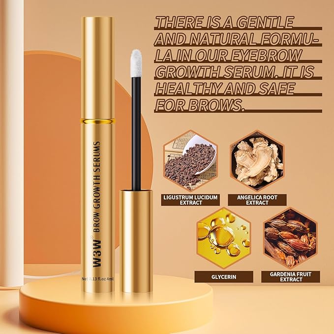 Eyebrow Serum,W3W Eyebrow Enhancer for Boost Lash Growth Serum, Advanced Formula for Longer, Fuller, and Thicker Lashes Eyebrow, 4 ML (Golden)