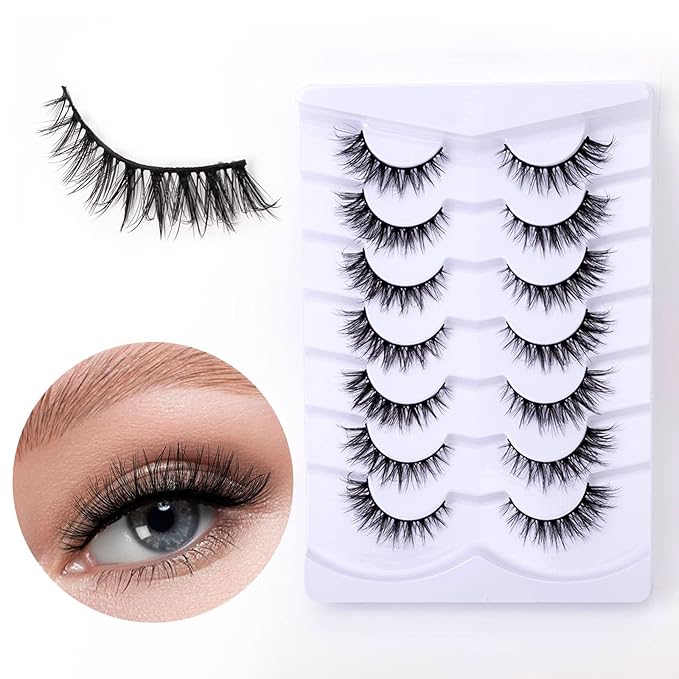 Cat Eye Natural Lashes Wispy False Eyelashes Short Fluffy Fake Lashes - 7 Pairs, ZG74