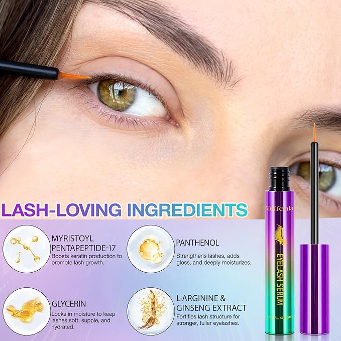 Eyelash Growth Serum, 5ml Lash Growth Serum, Lash Serum for Eyelash Growth Longer & Thicker Lash Enhancing Serum with Natural Formula Vegan & Cruelty-Free