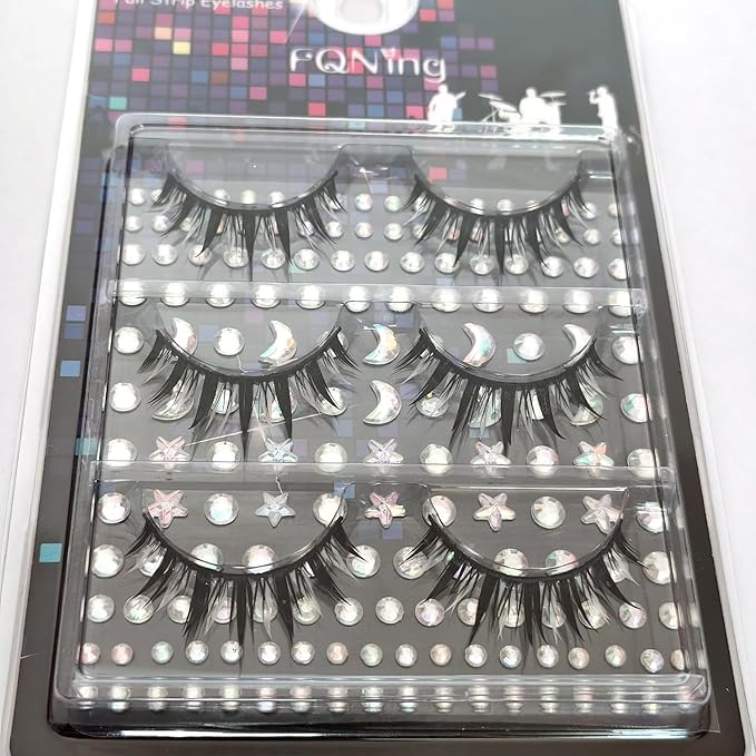 Cosplay Eyelashes Black and White Lashes Comic Style 3 Pairs for Party, Cosplay, Masquerade (Comic - black and white)