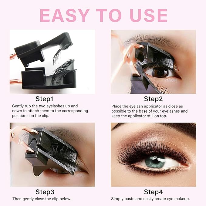 Magnetic False Eyelashes, 3D Natural Look Set of Dual Magnetic Eyelashes without Eyeliner, Reusable and Waterproof False Eyelashes with Applicator, No Glue, Easy to Wear, 2 Size Fits Your Need