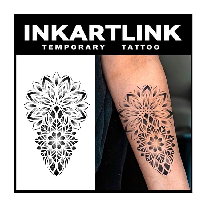 Tattoo Tech, 2 Sheets Extra Large Semi Permanent Tattoo, Temporary Tattoos, Last 1-2 Weeks, Waterproof, Realistic Look, No Adhesive, (henna)318