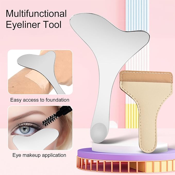 2Pcs 304 Stainless Steel Eyeliner Stencil, Multifunctional Eyeliner Tool, Winged Eyeliner Tools, Eyeliner Eyelash Eyeshadow Applicator Aid, Multifunctional Eye Makeup Aid for Makeup Novices
