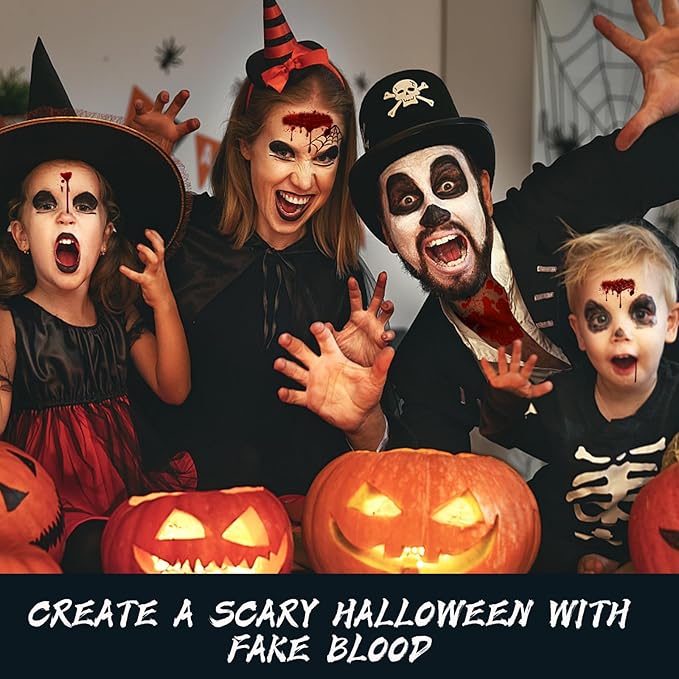 Halloween Coagulated Blood Washable, Realistic Scar Blood Halloween SFX Makeup on the Face/Body, Prefect Zombie Vampire Monster Cosplay Stage Blood Clothes Dress Up