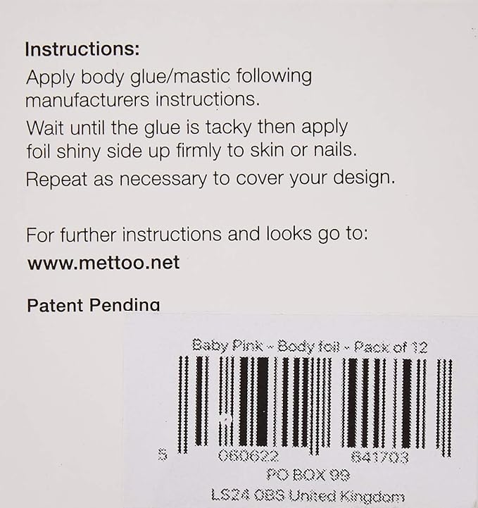 Mettoo Baby Pink Body Foil, 12 Count