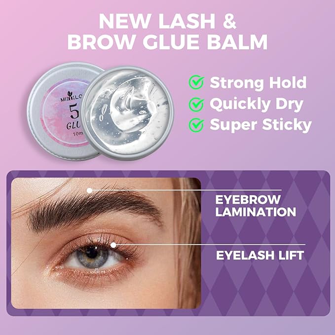 Lash Lift & Brow Lamination Kit with Black Color, Lash Lift Kit & Eyebrow Lamination Kit with All Tools for Fuller Thicker Voluminous Eyebrows & Curled Eyelashes, Lasting for 6-8 Weeks