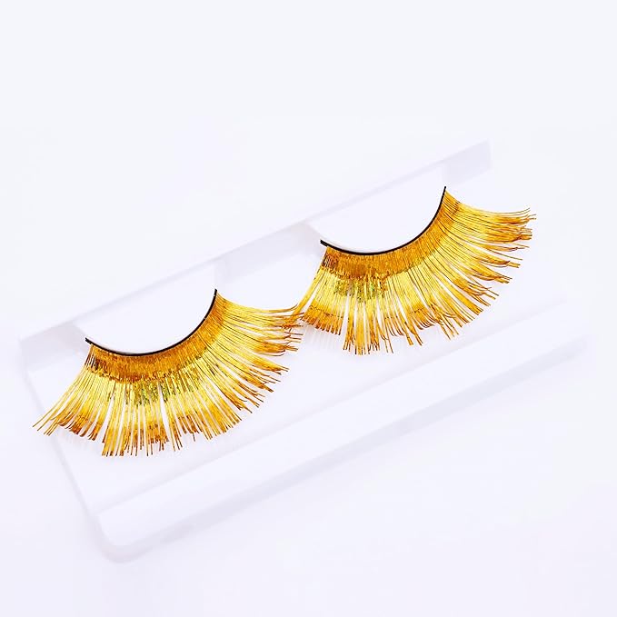 Halloween lashes Gold eyelashes glitter eyelashes golden cosplay eyelashes yellow False Eyelashes Extension for Women Girls P14