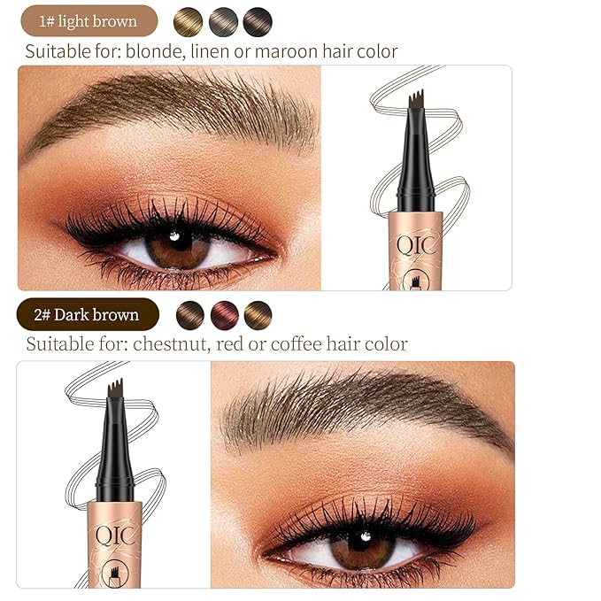 2024 New Magic Eyebrow Pencil, New 3D Waterproof Microblading Eyebrow Pencil Contouring Pen, 4-Tipped Precise Brow Pen, Long-Lasting Natural Fine Stroke Eyebrow Pen (light brown)