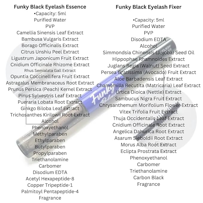 Funky Black Eyelash Growth Serum Enhancer to Grow Thicker, Longer Lashes & Eyebrow boost 1.7fl oz + Eyelash fixer 1.7 fl oz (Enhancer and fixer in One)