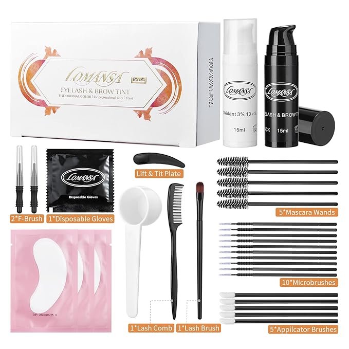 Black Eyelash Color Kit, Instant Fuller Lash and Brow Coloring Kit, DIY Hair Color for Salon Home Use 15ml